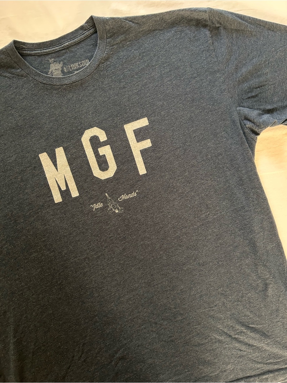 Linksoul MGF Idle Hands Golf T Shirt XL Gray Blue Graphic Tee